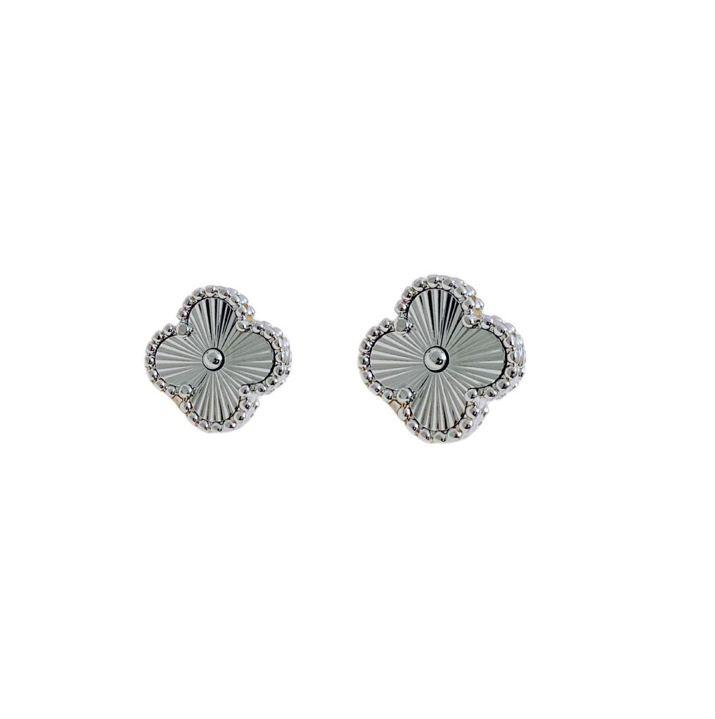 Versatile Four-Leaf Clover Stud Earrings, s925 Silver Needle, Chic Design for Women