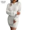 Slim White Bodycon Sweater Dress Women Elegant Knit Pullover Dresses Women Casual Long Sleeve Knitted Dress 23220