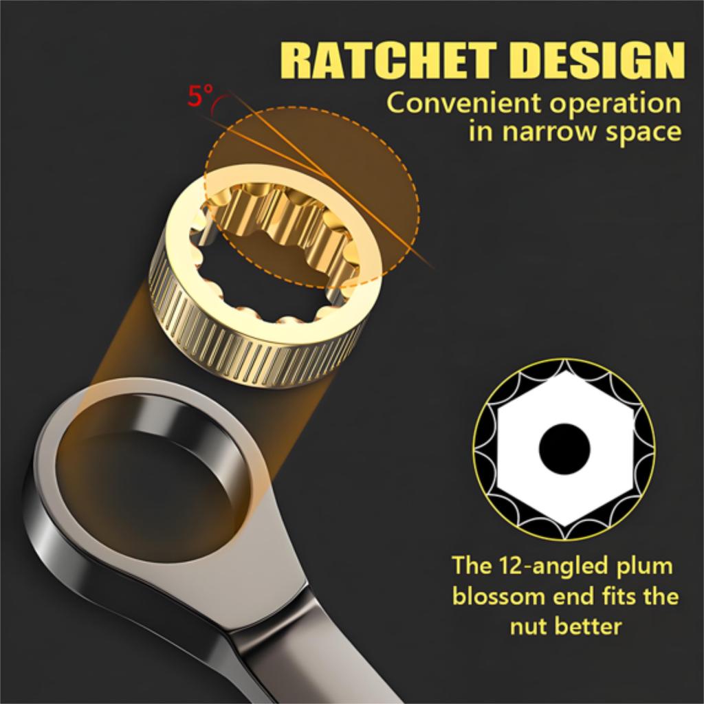 Black Coated Ratchet – Industrial Grade Compact Double-Ended Auto-Reverse Bidirectional Labor-Saving Wren 18mm
