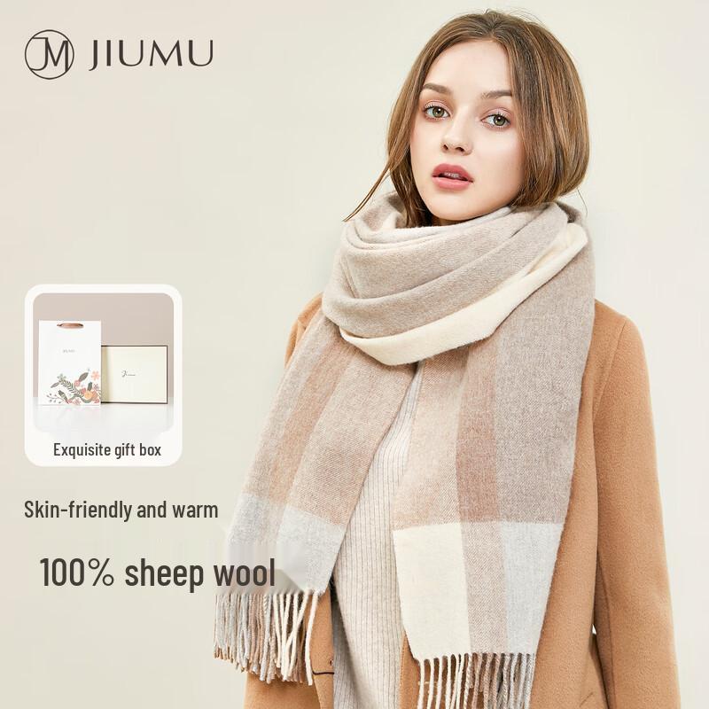 JIUMU Women's Pure Wool Scarf and Shawl