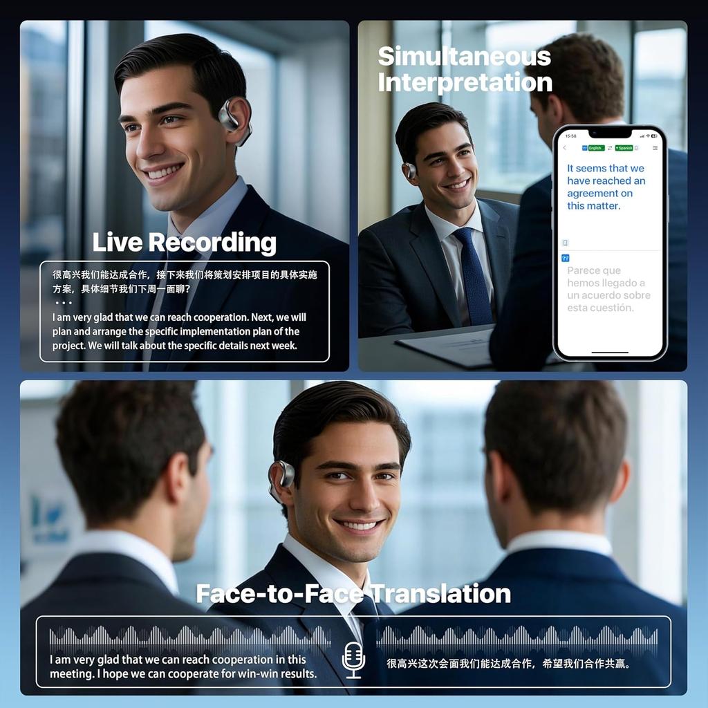 AI Language Translation Earbuds Touch Screen Real Time Wrieless Translator Earphones Subscription144 Languages & Accents Translation Device Headphones