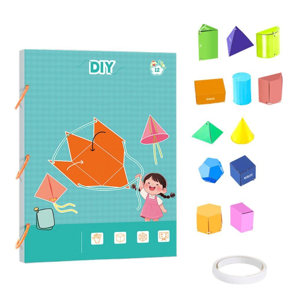 Educational Toys 3D Geometry Learning Book DIY Paste Material Kit  Toddlers
