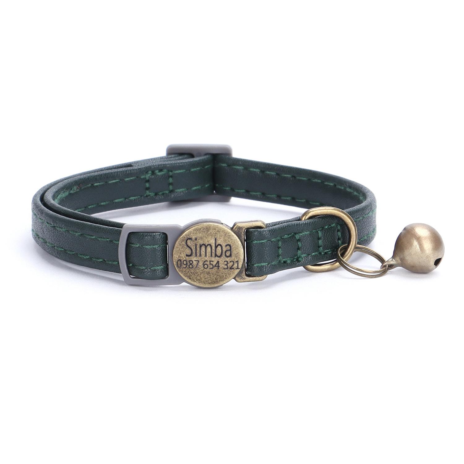 

Cat Cat Collar PU Leather Laser Engraving Cat Collar DIY Dog Bell Collar XS1.0-35CM