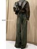 Plus Size Women's Wide Leg Jeans - New Autumn/Winter High Waist Loose Fit with Velvet Lining for Slimming Comfort.