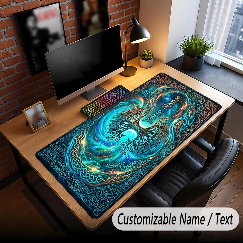Tree of Life Theme Custom Mouse Pad Personalized With Name Text Customized Desk Mat For Office Home Decor