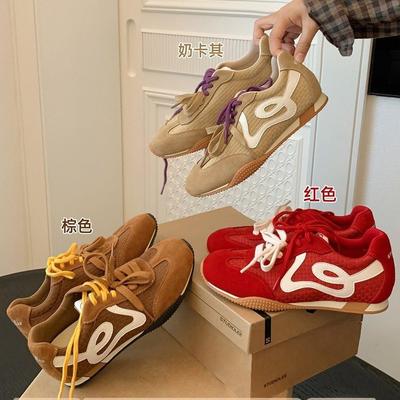 Version beibehalten, Amerikanischer Retro-Leder-Mode-Freizeit-Sportschuh Damen Herbst Neue Schuhe