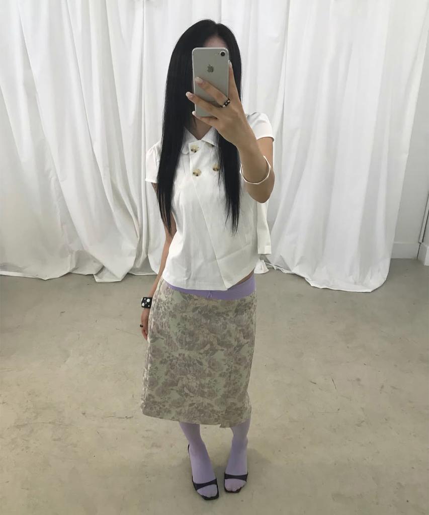Milo Woman Floral Jacquard Midi Skirt [Beige]