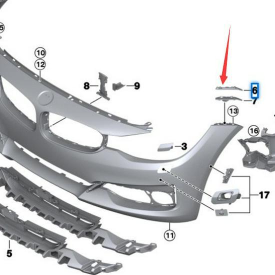 BMW 3 Series F34 GT Front Bumper Upper Bracket Clips (51117293787/51117293788)