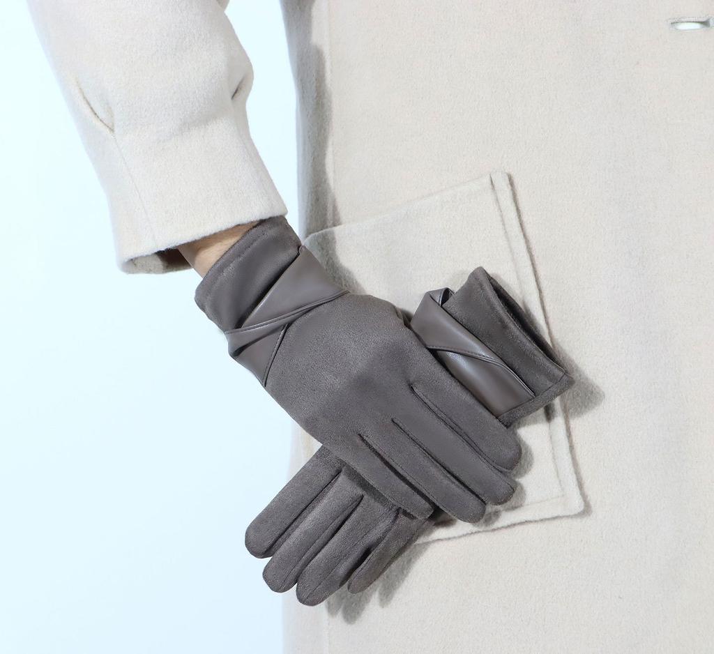Japanese Versatile Anti Cold Touch Screen Driving Suede Gloves Women Winter New Added Velvet Warm Gloves