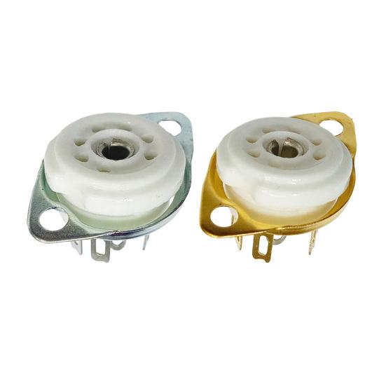 Yousheng 2Pcs Ceramic Tube Socket GZC7-F Golden Tinning Plated 7-Pin Vacuum Electronic Tube Socket Replacement Parts Accessories for 6J1 6J2 6X4 6Z4