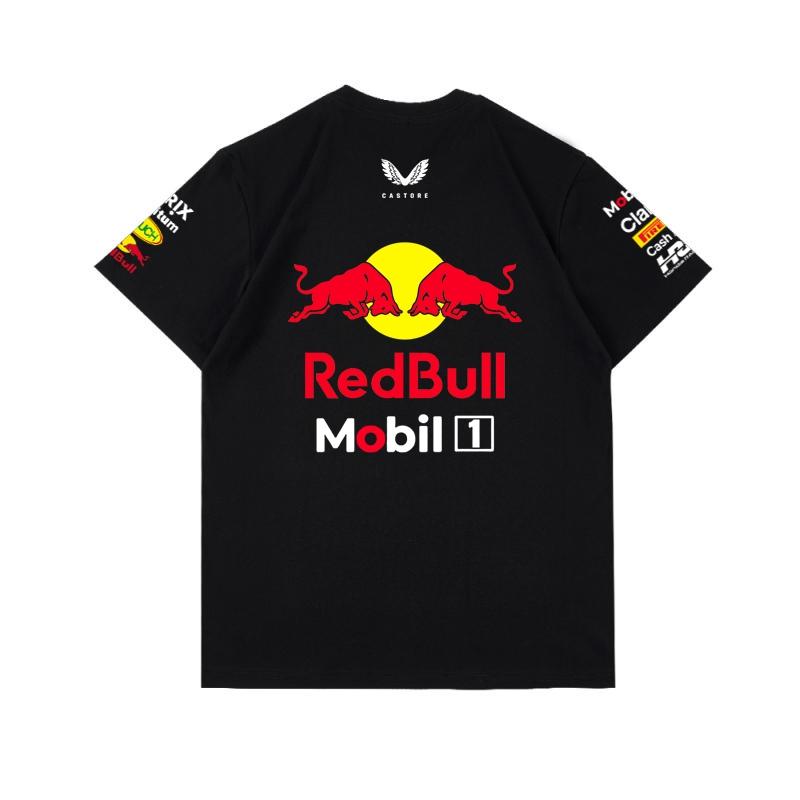 Red Bull Heren Dames F1 Raceteam T‑shirt, Zomer Korte Mouw Katoenen T‑shirt, Voor en Achter Print Casual Los Sport Topje, Meerkleurig