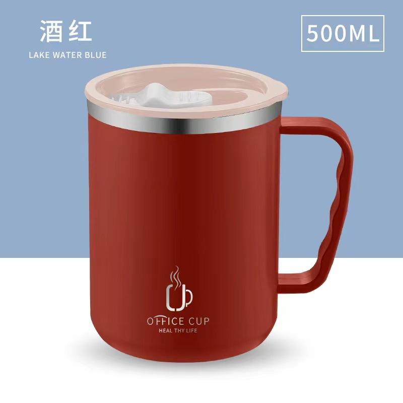 500ml Thermos Mug 304 Stainless Steel Double Layers Coffee Cup Leak-Proof Vacuum Flask Insulated Cup Thermal Water Bottle Gift 500ml