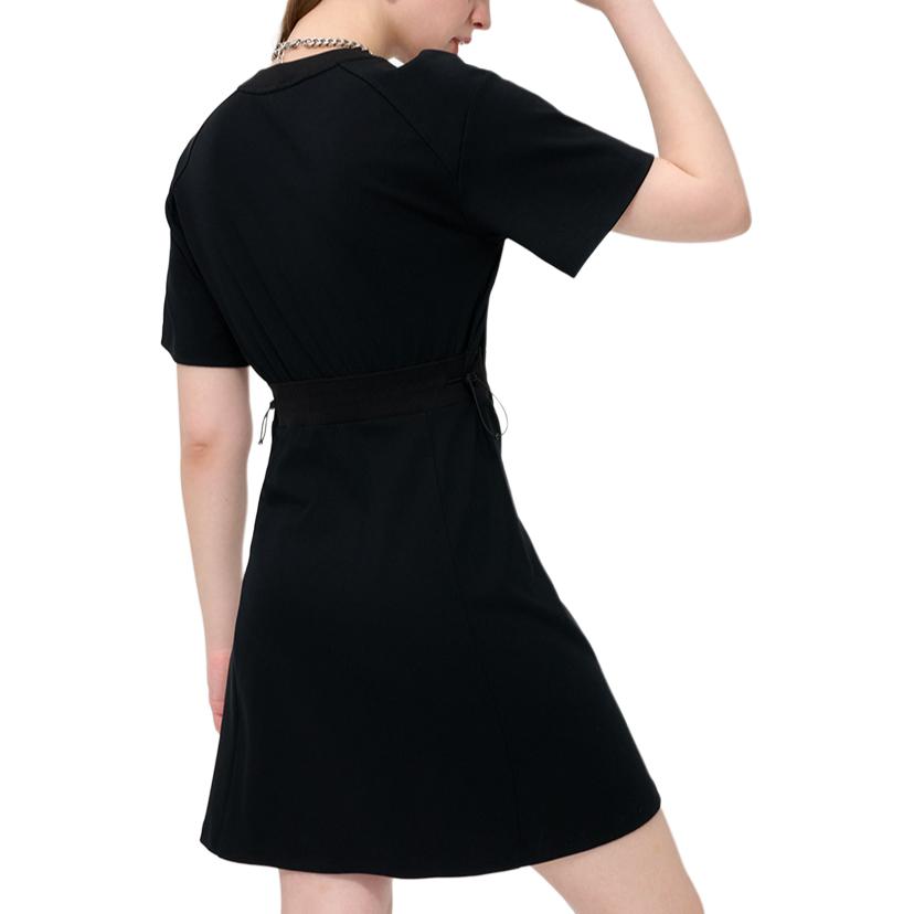 FILA Letter Print Versatile Comfortable Round Neck Short Sleeve Dress Women dresses Black T11W435303ABK