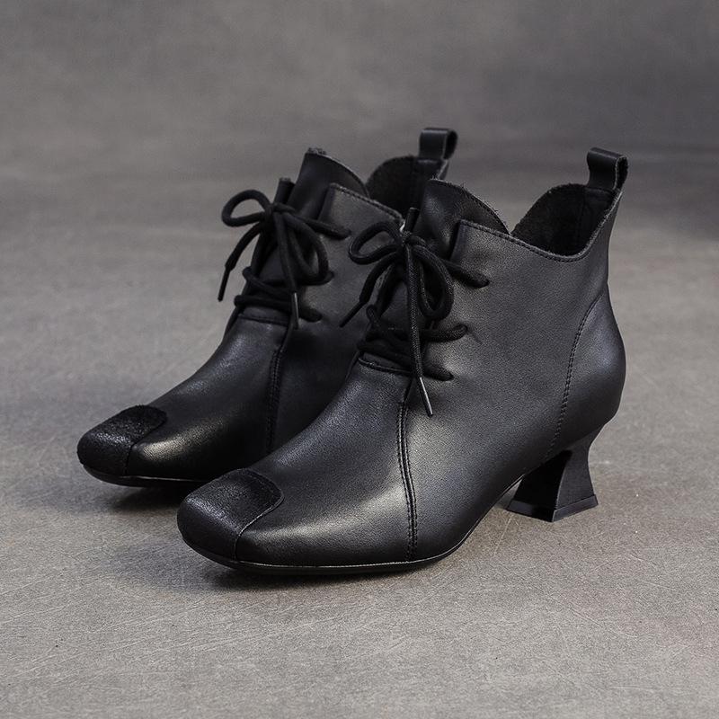 

Johnature Натуральна Шкіра Квадратний Носок Бічна Блискавка Високі Підбори Чоботи Темперамент Універсальне Жіноче Взуття 36 чорний