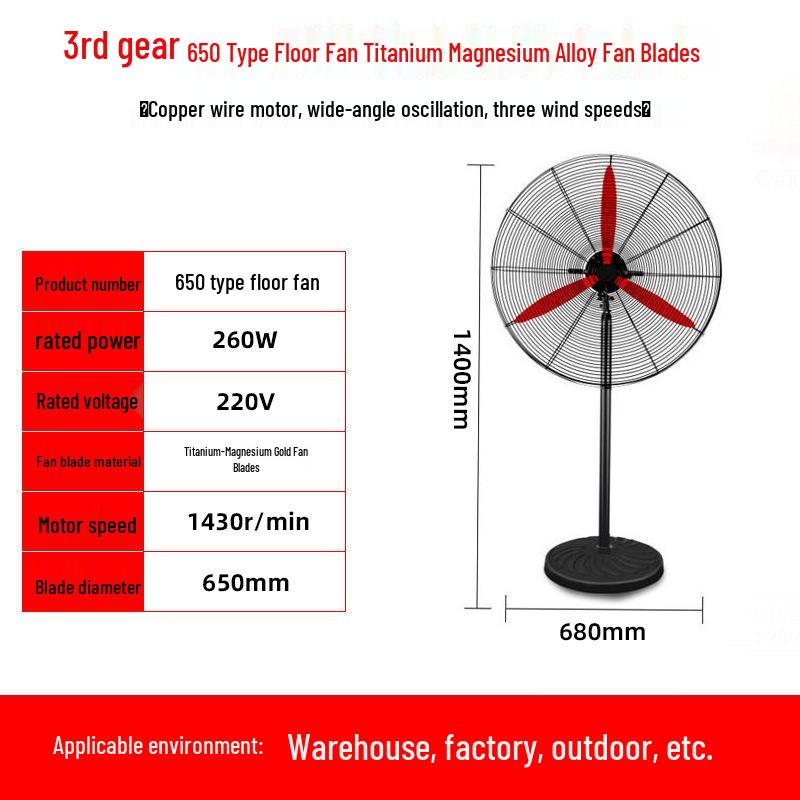Ventilatore a Tromba Oscillante da Parete Industriale - Potente Ventilatore Elettrico da Pavimento per Cantieri