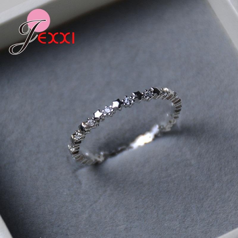 

Luxury Original Delicate Solid 925 Silver Needle stars Finger Ring Authentic Real Clear CZ Jewelry For Women Wedding Gift 6