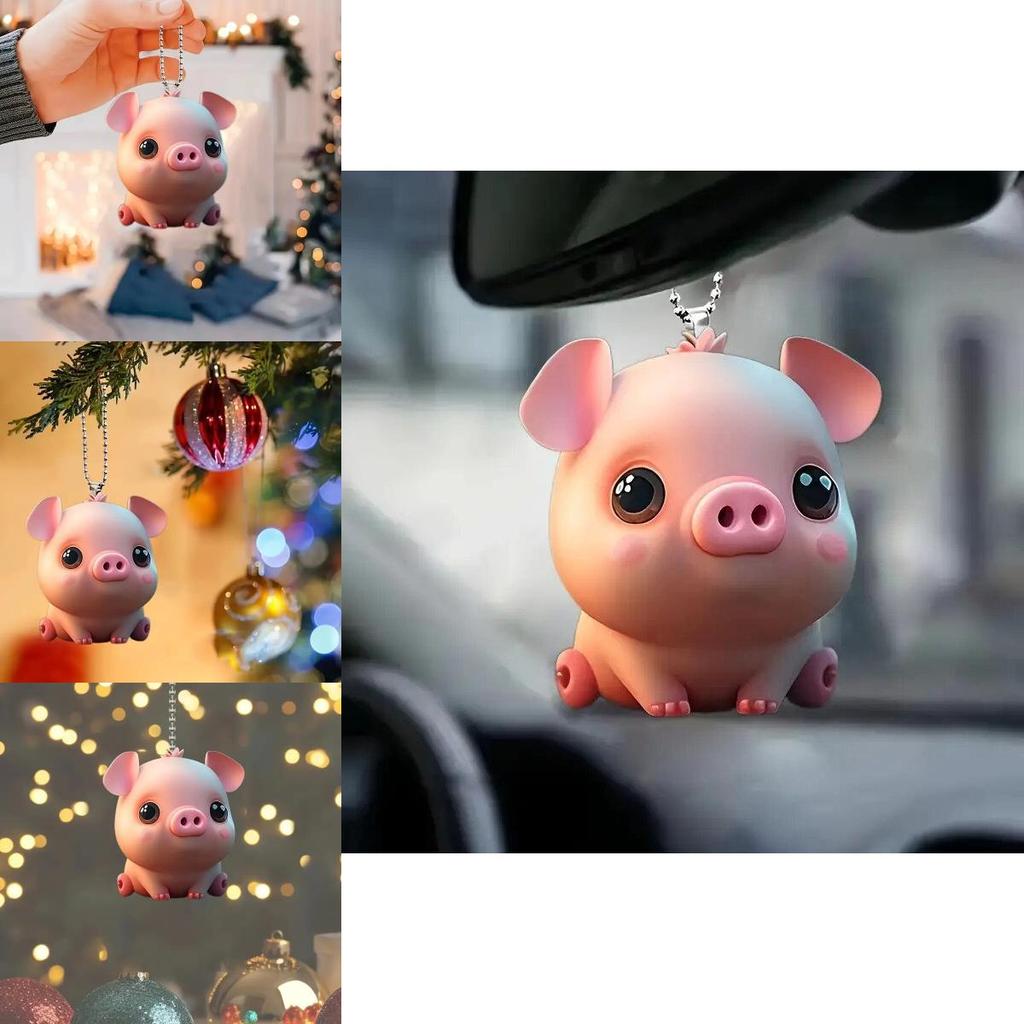 Cute Pig Acrylic Keychain Car Interior Decoration Pendant For Backpack Festive Gift