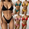 2024 Nové Jednobarevné Žebrované Bikiny Sexy Plavky Tangá