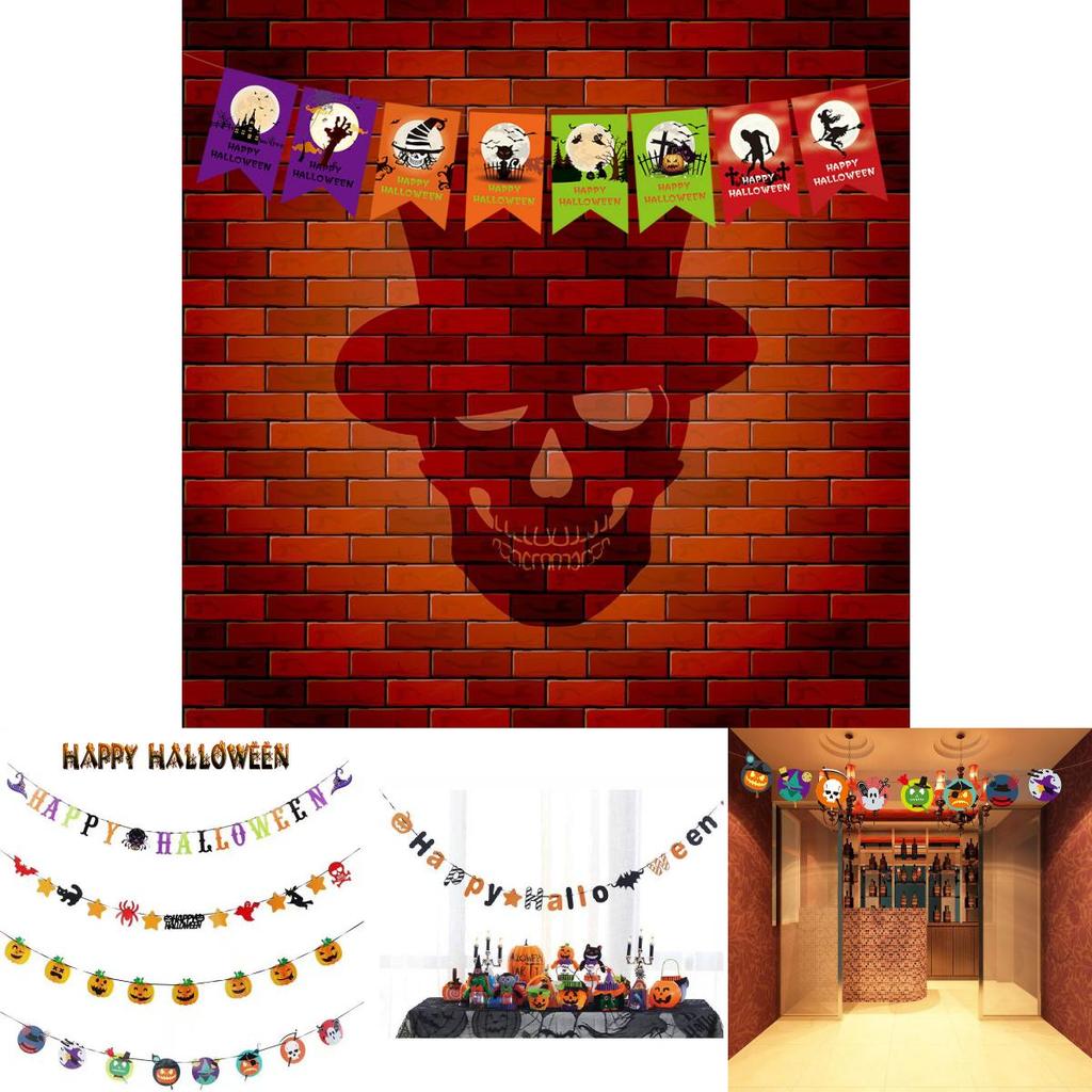 Colorful Halloween Party Decorations With Pumpkin Paper Banner For Festive Atmosphere