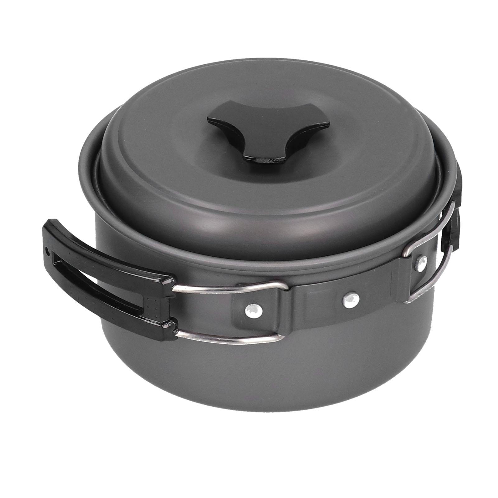 Outdoor Portable Cooking Pot/Frying Pan/Pot Cover/Bowl/Spoon Set Camping Cookware Set