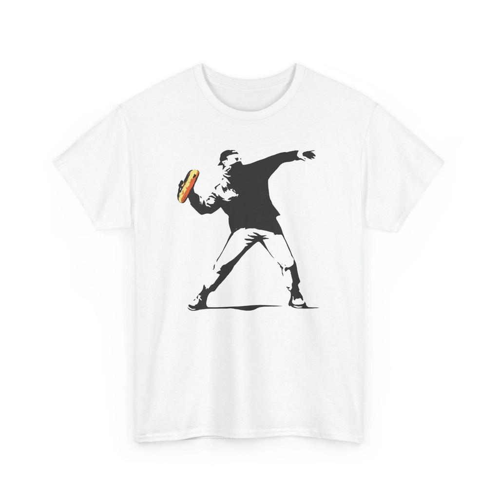 Banksy Inspired Protest Men Shirt: Sandwich Thrower, Graphic T Shirts Retro Streetwear High-quality Washington DC Activist Tee