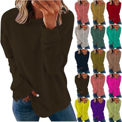 Women's Fashion Casual Long Sleeve Round Neck T-shirt Top Pullover