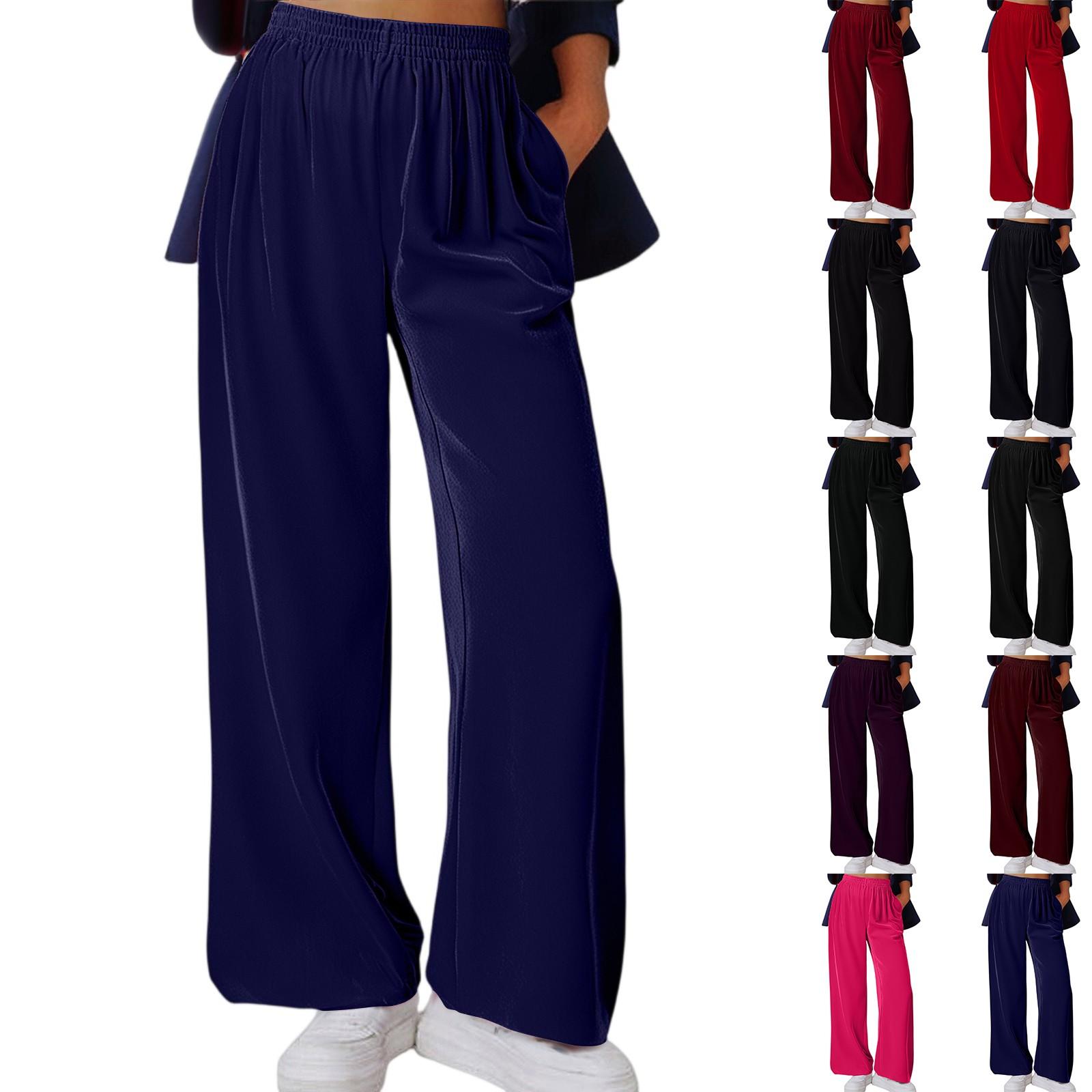 

Ladies Loose Comfortable Casual Fashionable Solid Color High Waisted Pants And Wide Leg Pants XL червоний