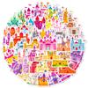 50Pcs Pink Princess Castle Stickers - Cartoon Magic Dream Castle Decals for Kids Girls DIY Graffiti Decor