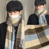 Plush Winter Cashmere Scarves Tassel Long Shawl Simple Plaid Wool Scarf  Student