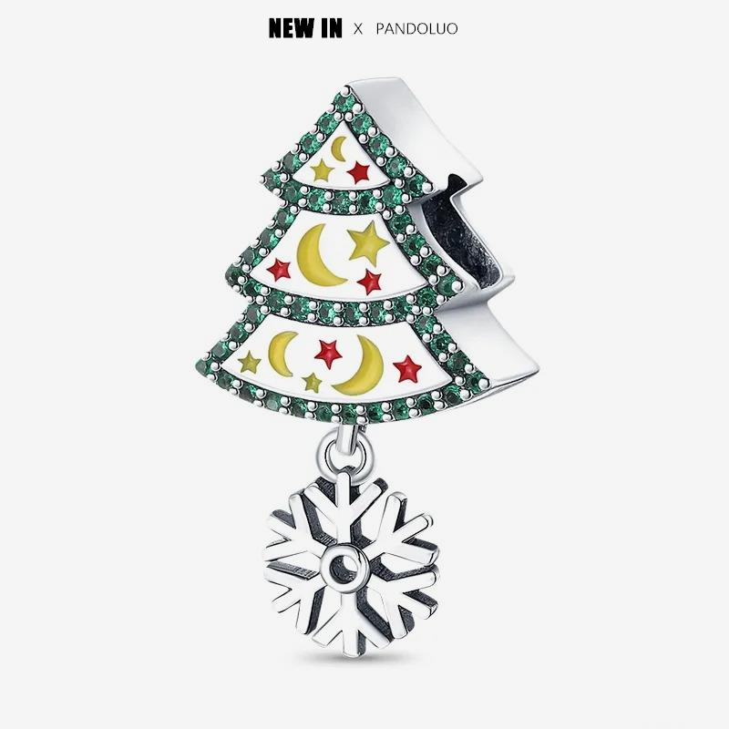 New In Christmas Series Charm Beads Fits Pandach Original Bracelet For Women Copper Pendant Bead Jewelry Festival Gift