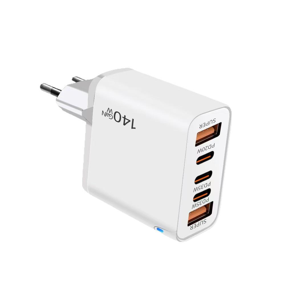 140W GaN Multi-Port Charger: Type-C Plug Adapter with US/EU/UK Standard, PD Fast Charging