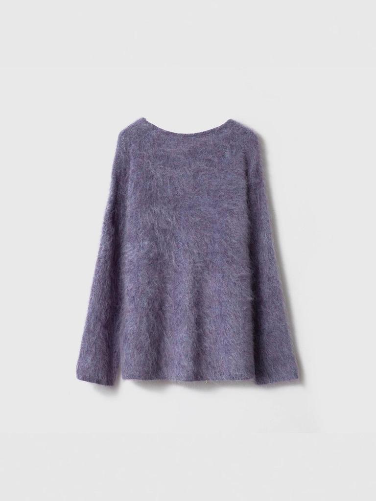 Luxury Pure Cashmere Slub Yarn Long Brushed Sweater - Loose, Thickened Knit Wool Sweater