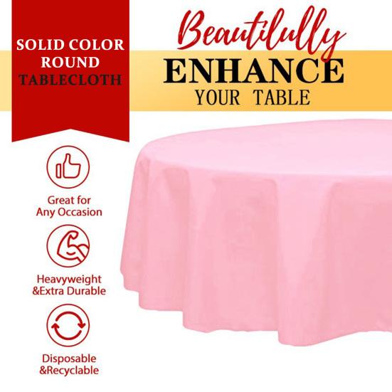 10Pcs Plastic Table Cloth 84 Inch Disposable Tablecloth Easy Cleaning Round Table Cover Parties Picnic Birthday Wedding Supplies