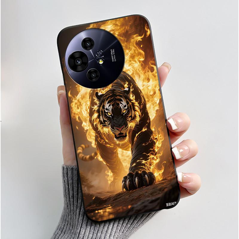 Hülle für TCL 50 NxtPaper 5G / 50 Pro NxtPaper 5G Hülle Luxus Drache Süß Cool Jungen Mädchen Schwarz Matt Weiches Silikon Rückabdeckung