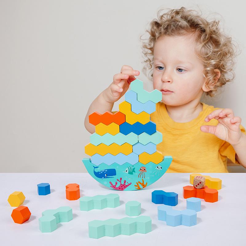 

Handmade Wooden Children s Stacking Blocks: Fun Educational Balance Toy for Toddlers