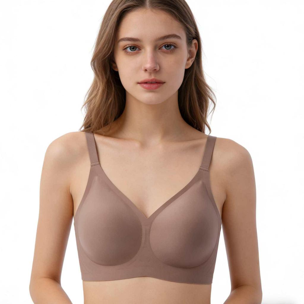 Europäischer und Amerikanischer Plus Size Gelee-Streifen Nahtloser Weicher Stütz-BH für Große Brüste – Atmungsaktive und Unsichtbare Lingerie.