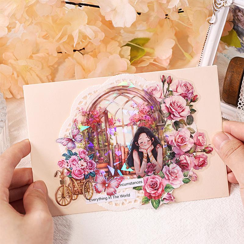 10 pcs Vintage Window PET Stickers pack Creativity Adhesive Diy Hand Account Diary Album Scrapbooking material Craft Supplies