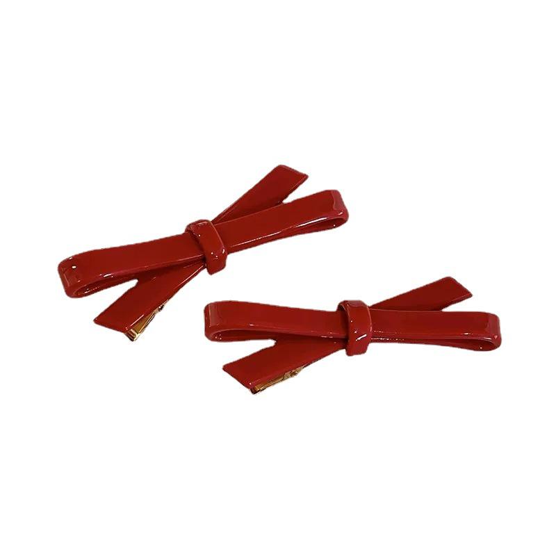 Festliche rote Haarnadel für Frauen - Seitlicher Pony & Entenschnabelklemme