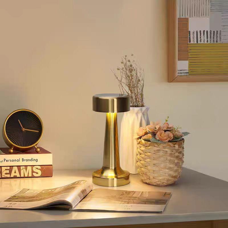 Rechargeable Table Lamp Metal Touch Decor for Bar Coffee Table Restaurant Decoration Light Desk LED Night Lights Bedroom