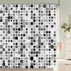Black and White Striped Shower Curtain With Hooks Waterproof Polyester Fabric Geometric Pattern Home Decor Bathroom Curtain