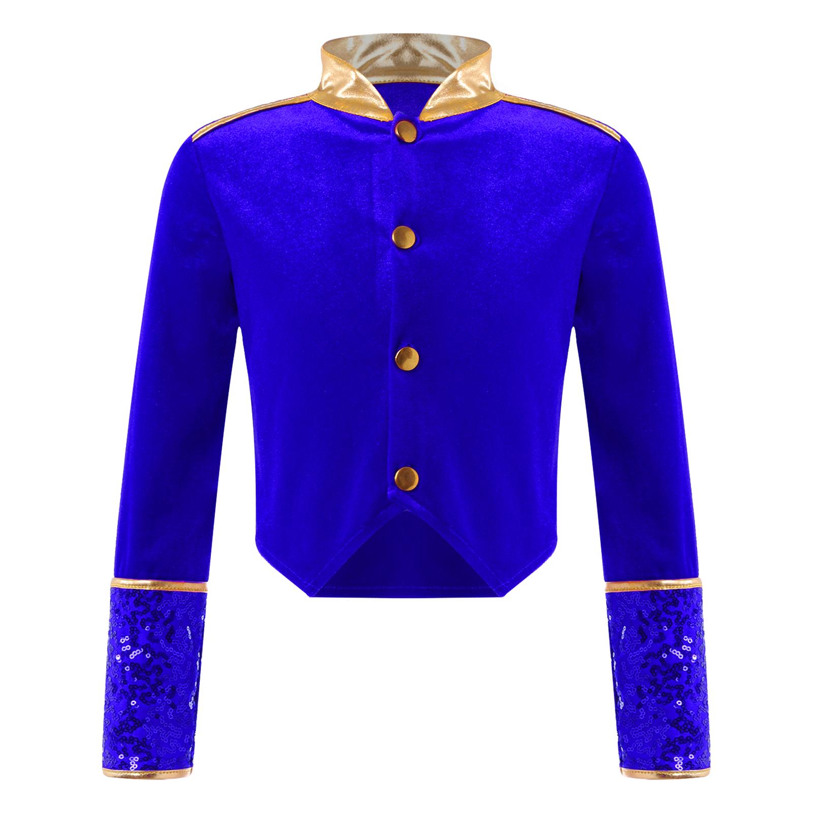 Costume Cosplay Maître de Piste de Cirque Halloween Enfants Garçons Filles Veste à Manches Longues à Franges Pompons Costumes Casse-Noisettes Tambour-Major 6