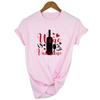 Wine Is My Valentine Women Fashion Tops Graphic Tees Harajuku Casual Aesthetic Short Sleeve T Shirt
