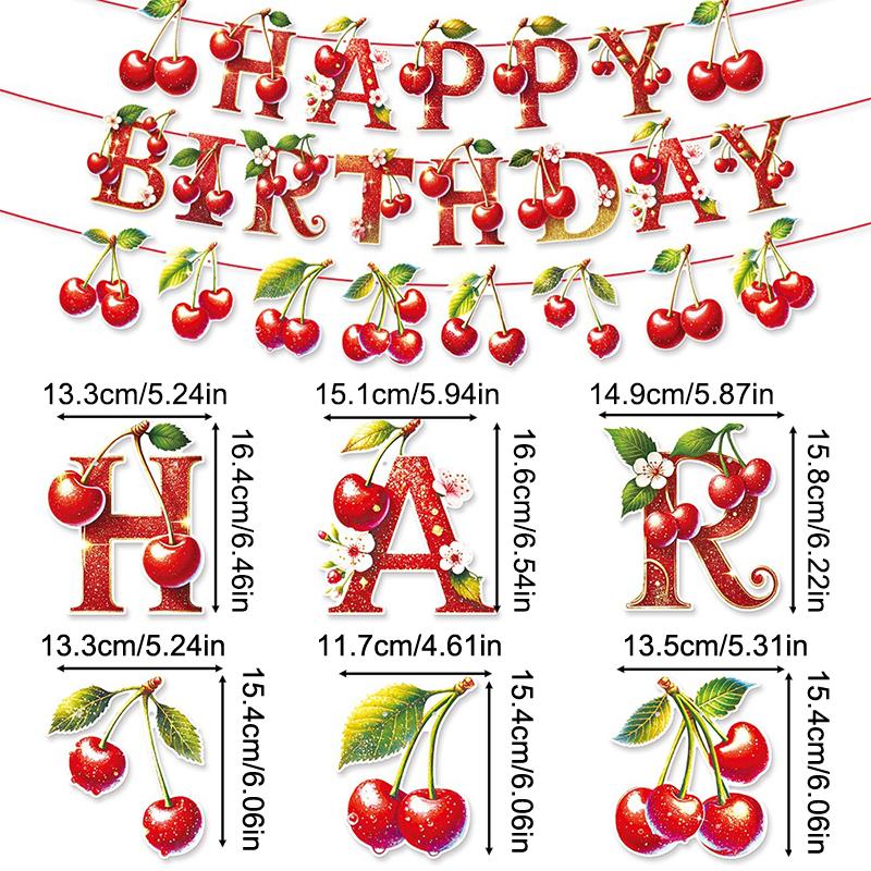 Cherry Birthday Party Decoration Banner Spiral Pendant Birthday Party Decoration Supplies
