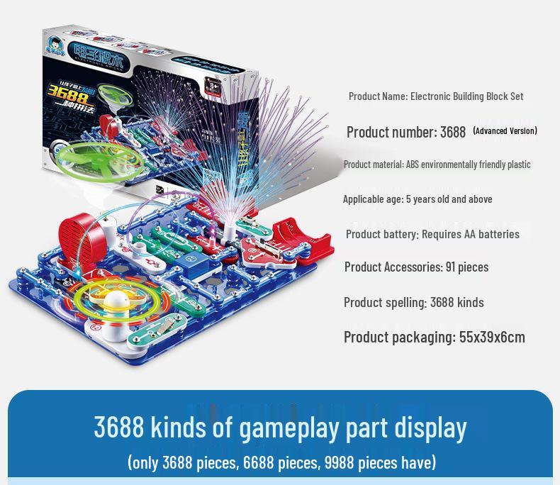 Kid's Electronic Circuit Building Blocks STEM Toy - Models 6688, 9988, 3688