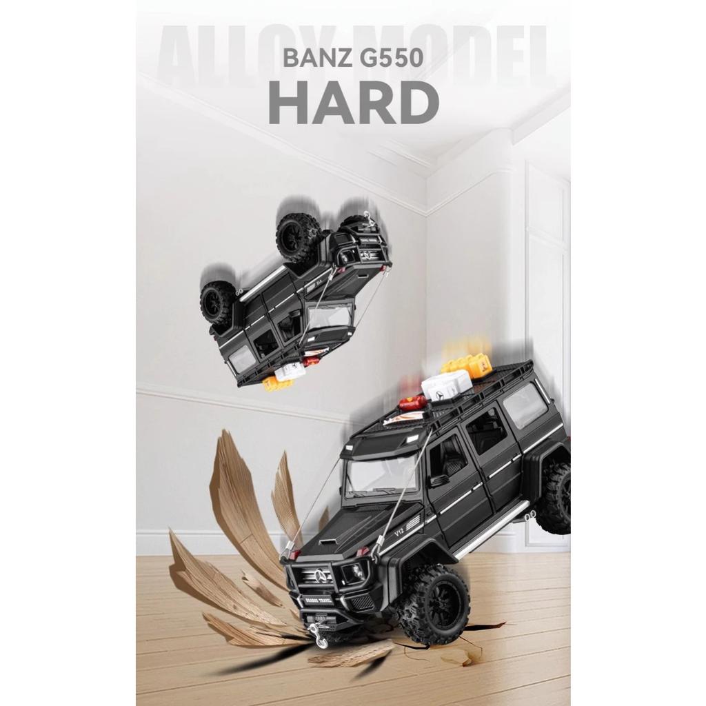 1/24 Scale Diecast Mercedes-Benz G550 4X4 Modified Version Off-road Car Sound and Light Pull Back Children's Toys Collection Gift Box