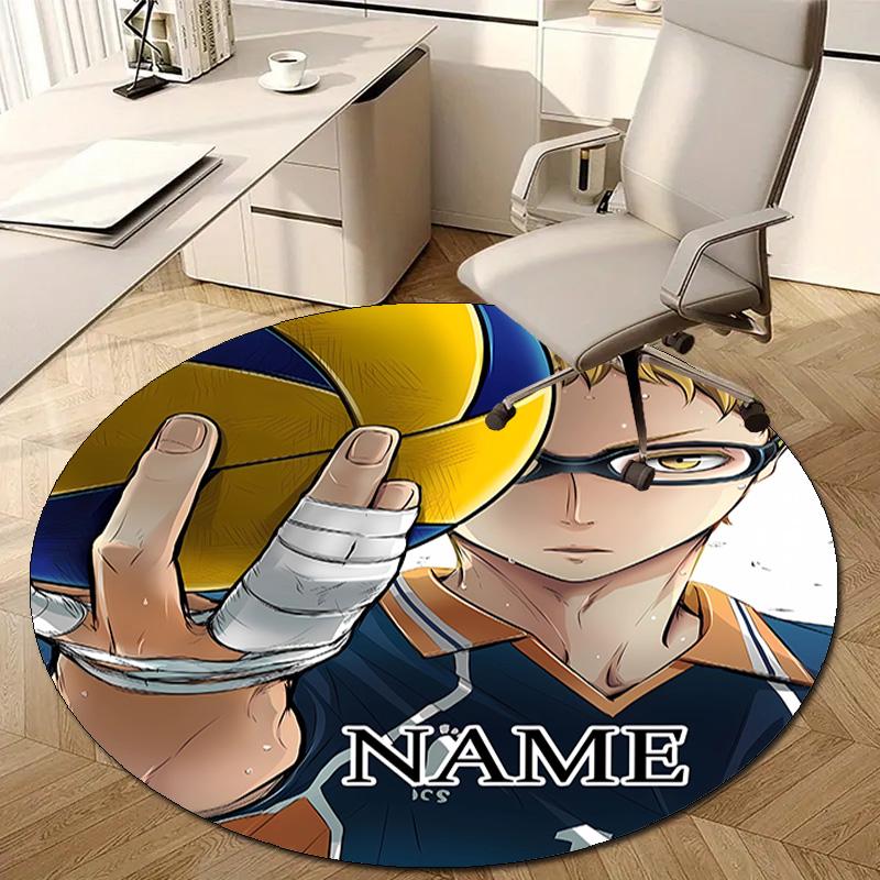 Personalized Haikyuu Round Chair Office Rug - Perfect for Mat, Office Chair & More - Ideal Gift for Birthdays and Holidays