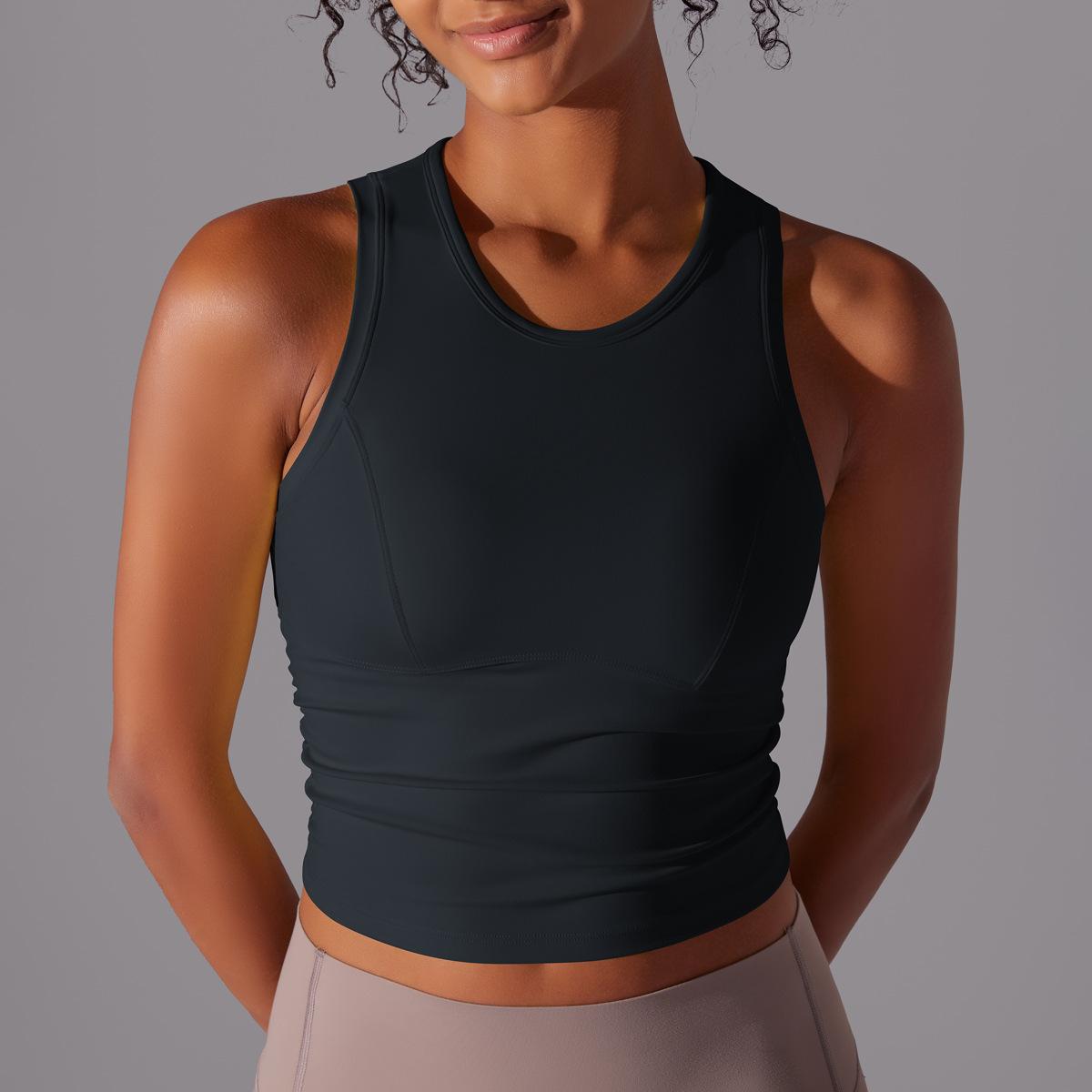 Двусторонний нейлоновый однотонный плотный жилет с круглым вырезом для занятий спортом — фото 4