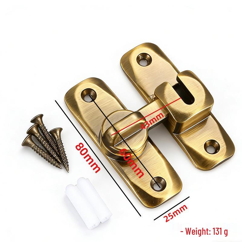 Zinc Alloy No-Punch 90° Door Latch - Thickened Push-Pull Sliding Door Lock Buckle