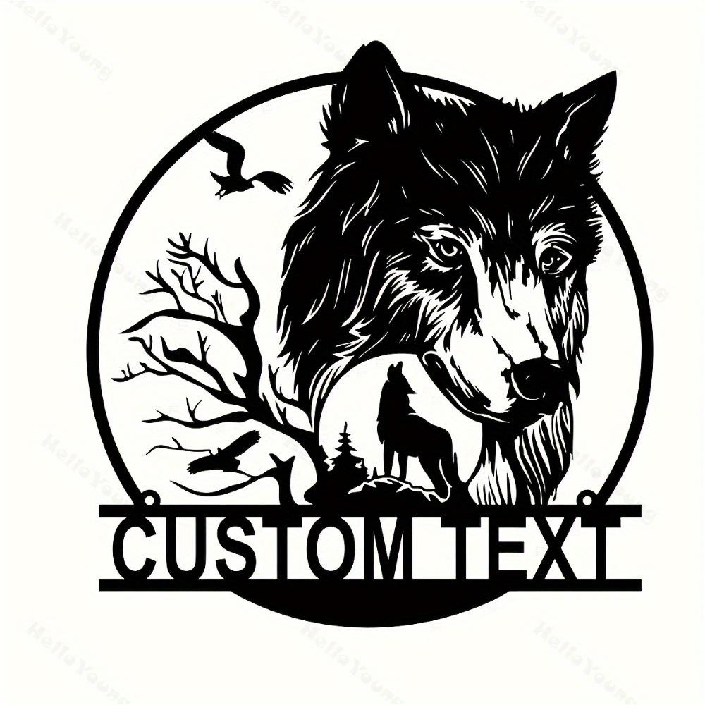 Einzigartige Handgefertigte Individuelle Vintage Metall Wandkunst Wolf Baum Personalisierte Heimbüro Dekoration