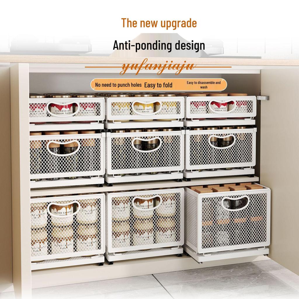 Multi-layer Pull-out Kitchen Storage Rack for Snacks, Seasoning Bottles, and Jars